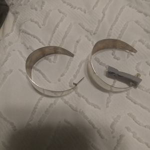 Large sterling silver pierced earrings